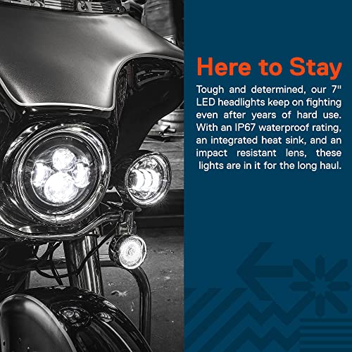 ONLINE LED STORE TRUE MODS 7" HALO LED Headlight Replacement for Harley Davidson Road King Electra Glide Ultra Classic Limited Heritage Softail Fat Boy Tri Street Glide Free Wheeler H4 Head Light Bulb Lamp - BLACK - Image 4