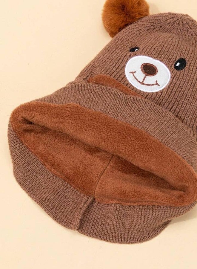 Richmen Unisexbaby Velvet Toddler Winter Hat Monkey Caps Baby Winter Hat, Fleece Lined Winter Hat Caps For Kids Winter Hat Scarf Earflap Hood Skull Caps (Coffee, 6 Months To 5 Years), Free Size - Image 3