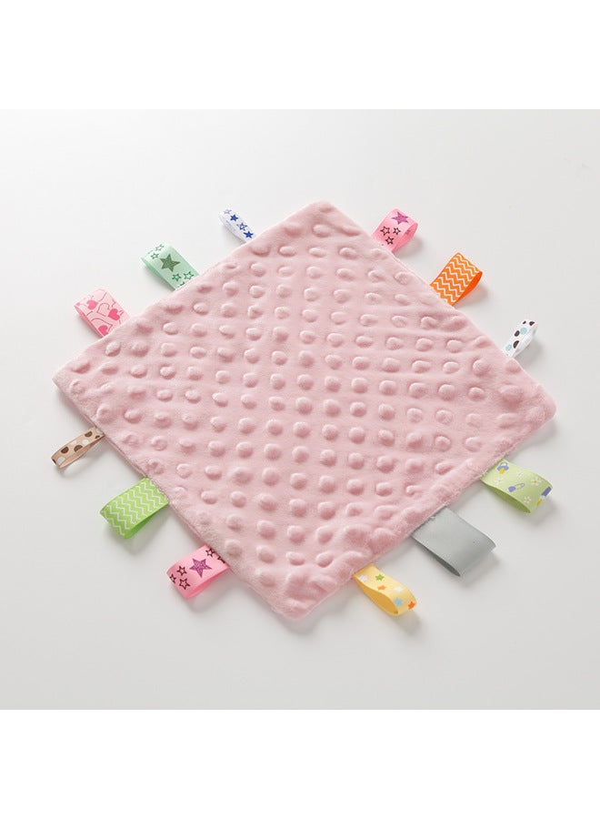 Baby Soothing Towel Bean Fluff Sleep Aid Toy Hand Puppet Mouthable Comforter Infant Sleepytime Squared Plushie Wipes-Color:Dark Pink (square Towel) - Image 1