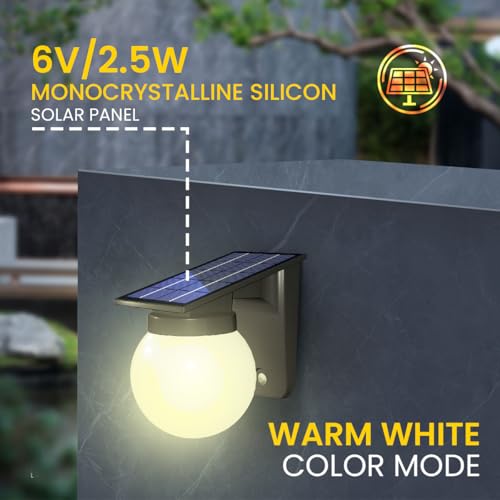 hardoll Solar Wall Light Outdoor Waterproof 6 LED Solar Lights for Garden, Home & Decoration Lamp for Home Exterior (Warm White,Pack of 1) - Image 2