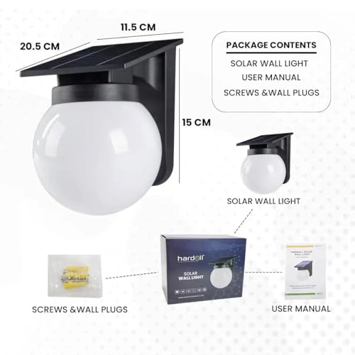 hardoll Solar Wall Light Outdoor Waterproof 6 LED Solar Lights for Garden, Home & Decoration Lamp for Home Exterior (Warm White,Pack of 1) - Image 4