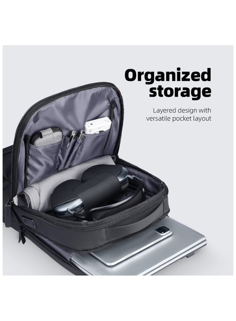 Mark Ryden MR6075 Black Laptop Backpack 15.6 Inch Water Resistant Travel Bag with USB Charging Port and Multi-Pocket Design for Work School and Daily Commute - Image 4