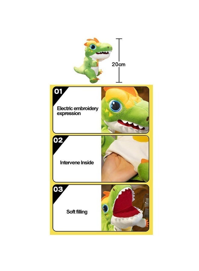 مجموعة دمى ديناصورات يدوية قطيفة مكونة من قطعتين، دمى تي ريكس خضراء وحمراء بفم متحرك، ألعاب ديناصورات ناعمة وتفاعلية للأطفال الصغار، هدية مثالية للعب الأدوار ورواية القصص - Image 4