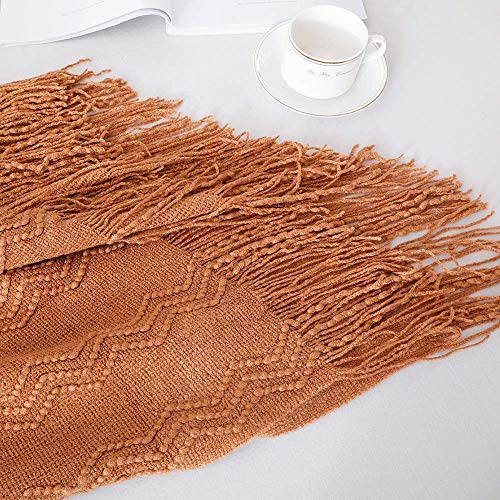 BOURINA Almond Throw Blanket 50x60 Inches Throw Textured Solid Soft Sofa Couch Decorative Knit Blanket - Image 3