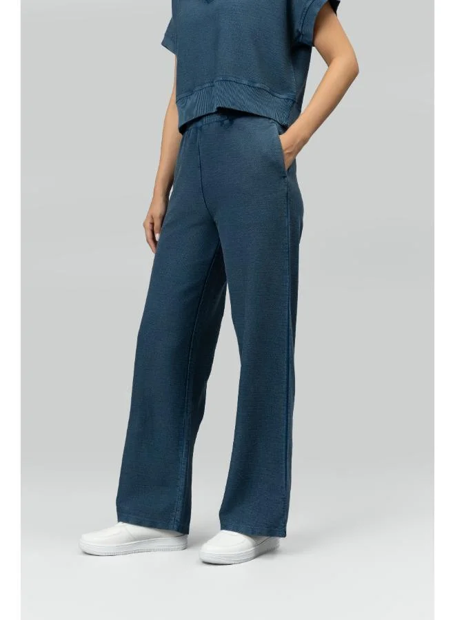 نسيسيرا Blue Wide-Leg Terry Travel Pants