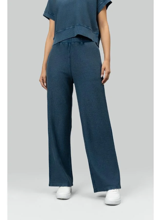 نسيسيرا Blue Wide-Leg Terry Travel Pants