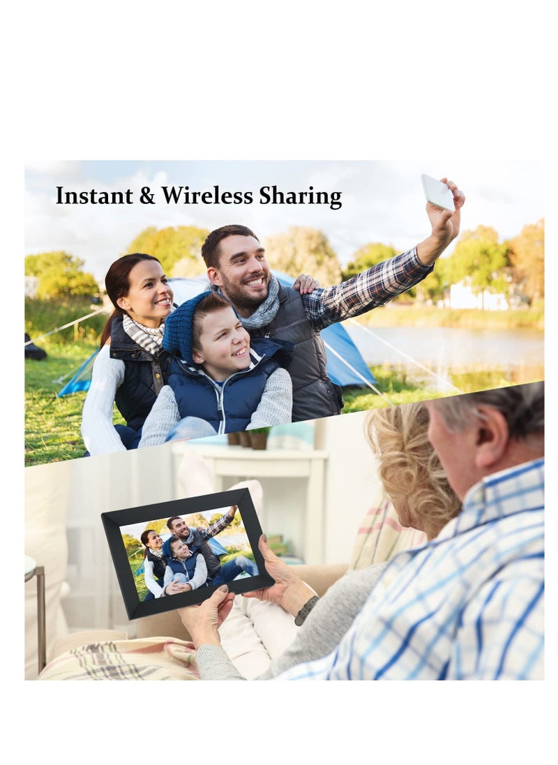 Generic - 10.1 Inch WiFi Digital Picture Frame, IPS Touch Screen Smart Cloud Photo Frame with 16GB Storage, Easy Setup to Share Photos or Videos via Frameo APP, Auto-Rotate, Wall Mountable (Black) - Image 1