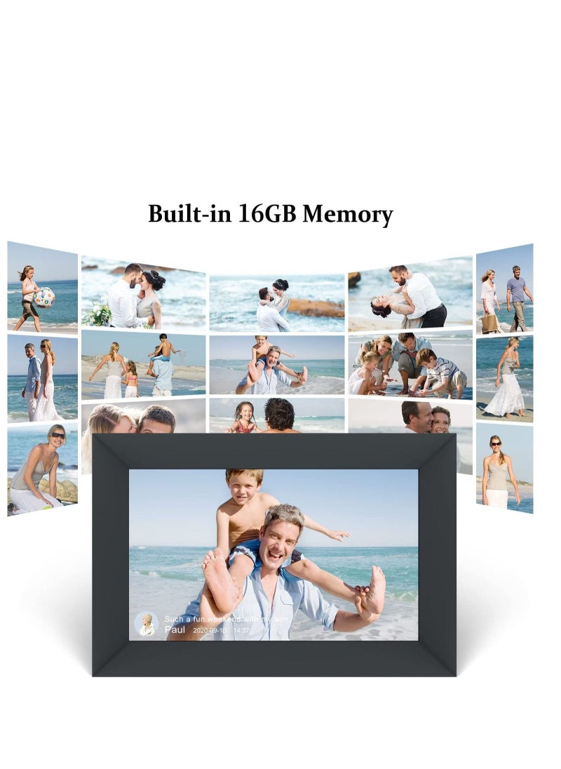 Generic - 10.1 Inch WiFi Digital Picture Frame, IPS Touch Screen Smart Cloud Photo Frame with 16GB Storage, Easy Setup to Share Photos or Videos via Frameo APP, Auto-Rotate, Wall Mountable (Black) - Image 1