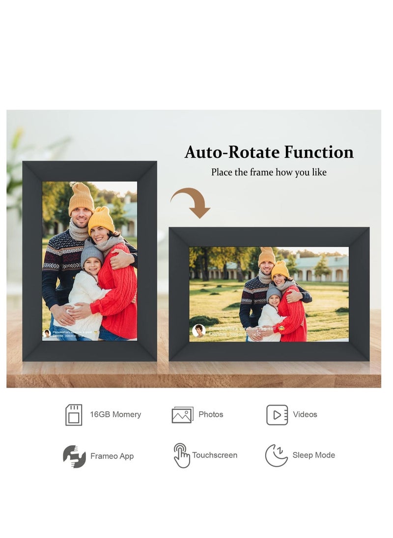 Generic - 10.1 Inch WiFi Digital Picture Frame, IPS Touch Screen Smart Cloud Photo Frame with 16GB Storage, Easy Setup to Share Photos or Videos via Frameo APP, Auto-Rotate, Wall Mountable (Black) - Image 1
