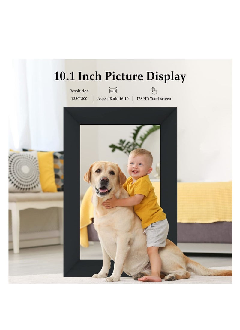 Generic - 10.1 Inch WiFi Digital Picture Frame, IPS Touch Screen Smart Cloud Photo Frame with 16GB Storage, Easy Setup to Share Photos or Videos via Frameo APP, Auto-Rotate, Wall Mountable (Black) - Image 1