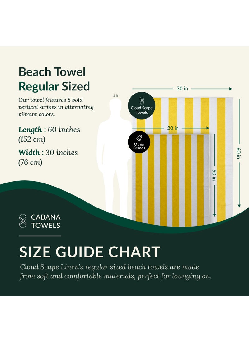 Cloud Scape Linen Cabana Stripe Beach Towel Set Pack of 2, Oversized Soft Cotton Towel, Perfect for Beach ,30x60, Yellow  - Image 5