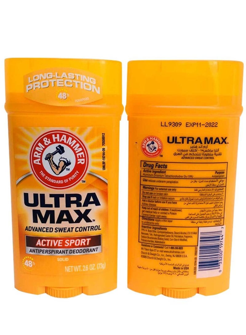 آرم آند هامر مضاد التعرق ألترا ماكس المتقدم للتحكم في العرق، سبورت أكتيف سبورت، يدوم لمدة 48 ساعة، 73 جم - Image 3
