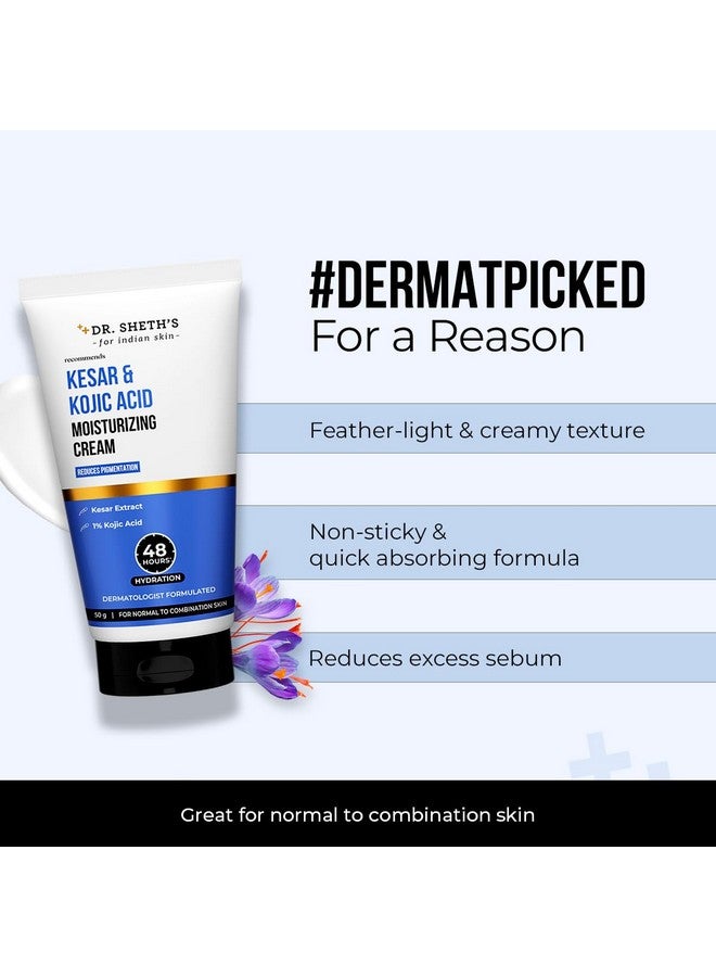 Dr. Sheth's Kesar & Kojic Acid Moisturizing Cream | For Normal To Combination Skin | Reduces Pigmentation | 48Hr Deep Hydration | Non Sticky | Formulated With Nmfs | For Men & Women |50G - Image 4