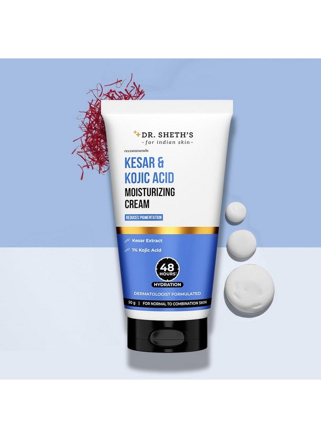 Dr. Sheth's Kesar & Kojic Acid Moisturizing Cream | For Normal To Combination Skin | Reduces Pigmentation | 48Hr Deep Hydration | Non Sticky | Formulated With Nmfs | For Men & Women |50G - Image 2