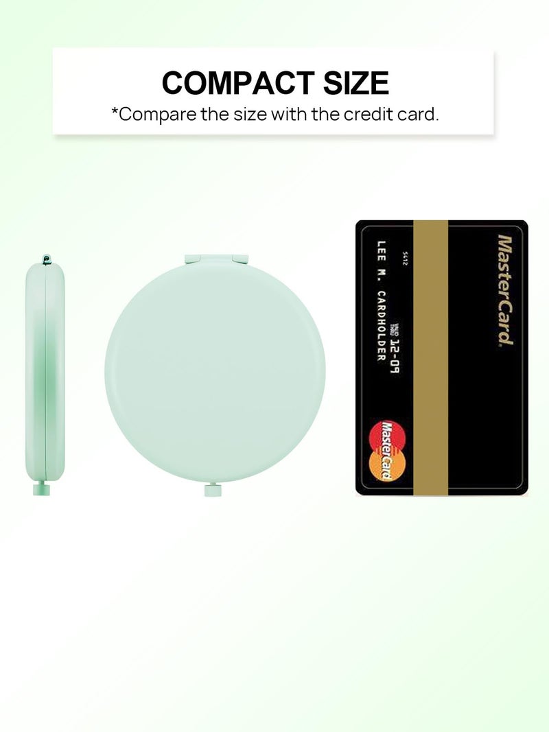 Getinbulk Compact Mirror for Purse, Double-Sided 1X/2X Magnifying Metal Pocket Makeup Mirrors(Round, Cyan) - Image 2