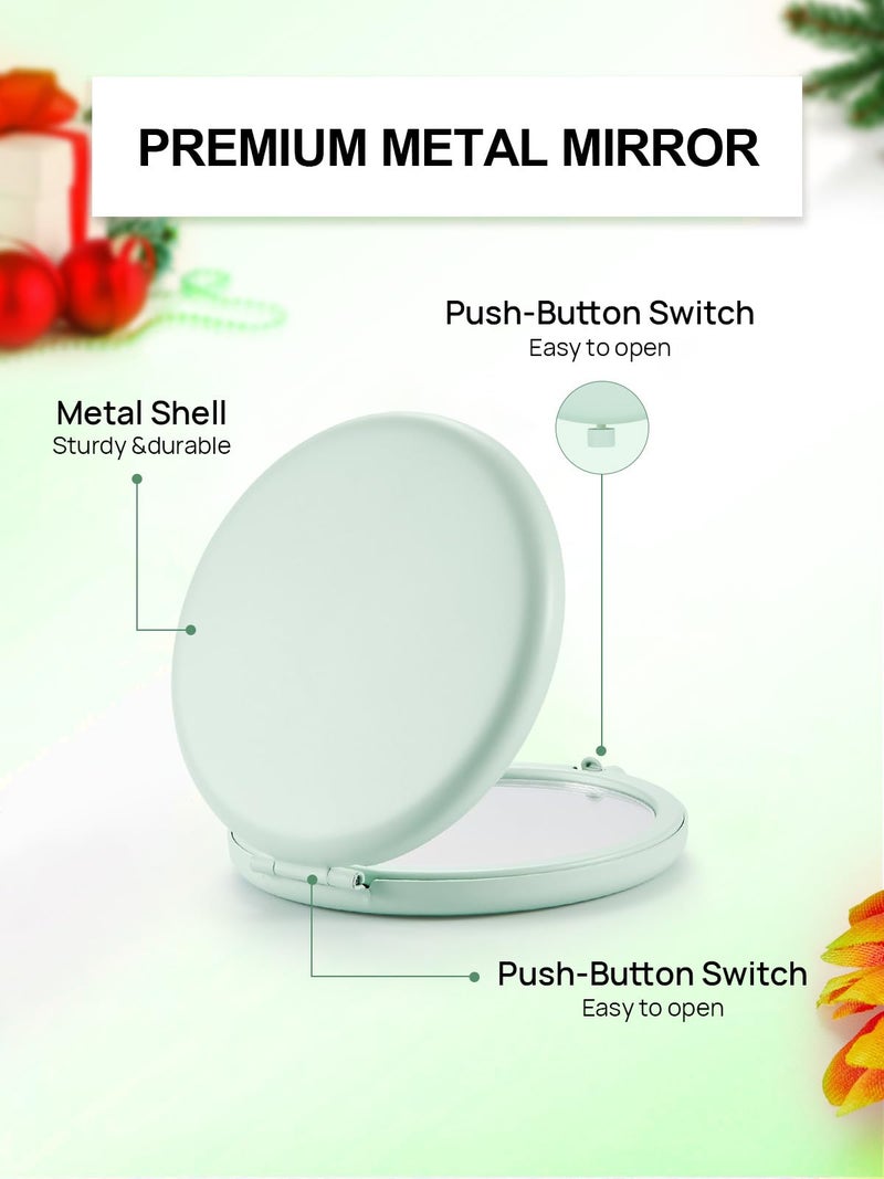 Getinbulk Compact Mirror for Purse, Double-Sided 1X/2X Magnifying Metal Pocket Makeup Mirrors(Round, Cyan) - Image 5