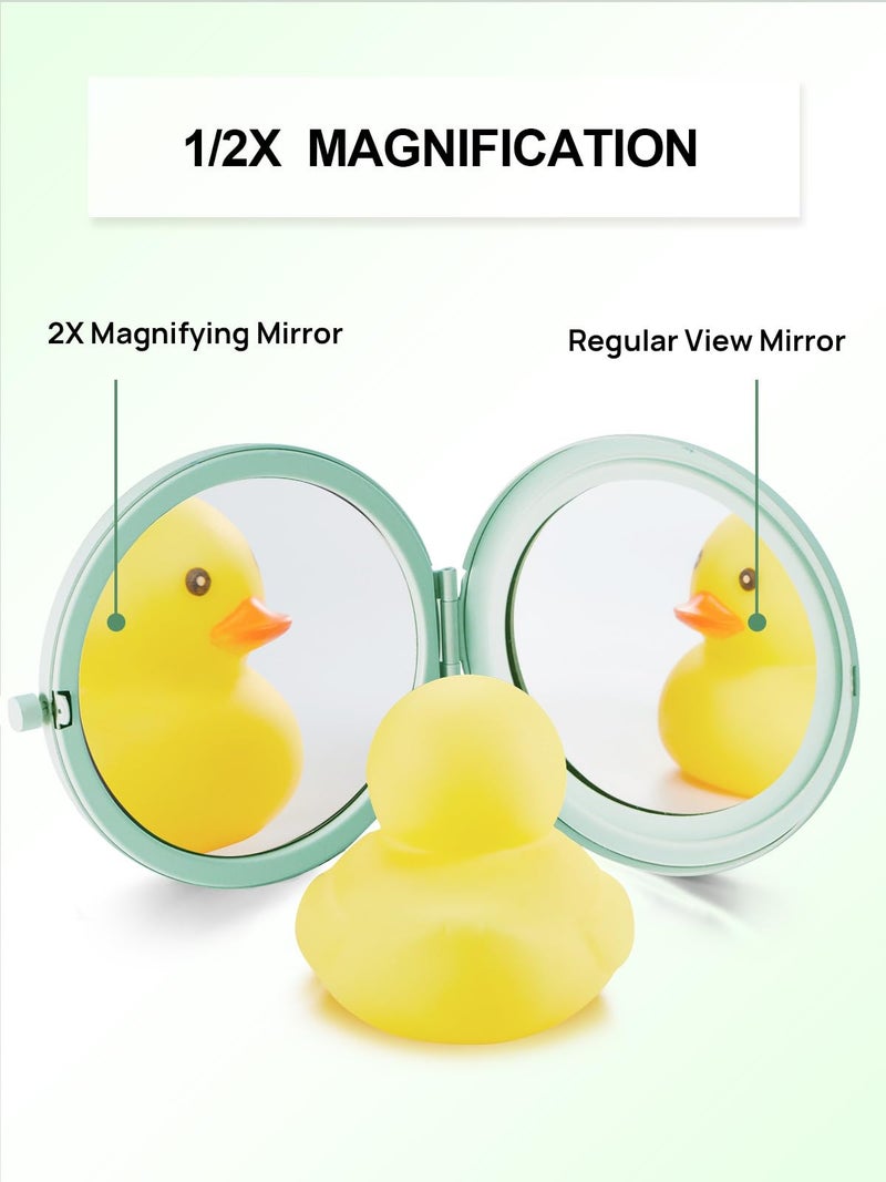 Getinbulk Compact Mirror for Purse, Double-Sided 1X/2X Magnifying Metal Pocket Makeup Mirrors(Round, Cyan) - Image 3