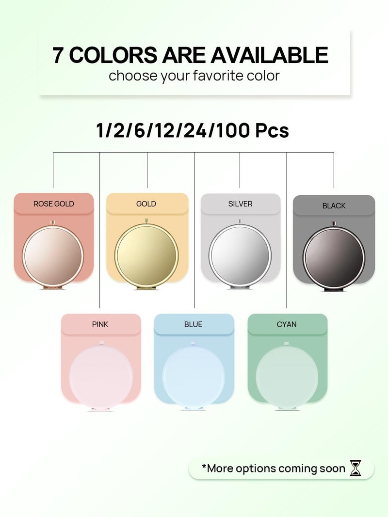 Getinbulk Compact Mirror for Purse, Double-Sided 1X/2X Magnifying Metal Pocket Makeup Mirrors(Round, Cyan) - Image 4