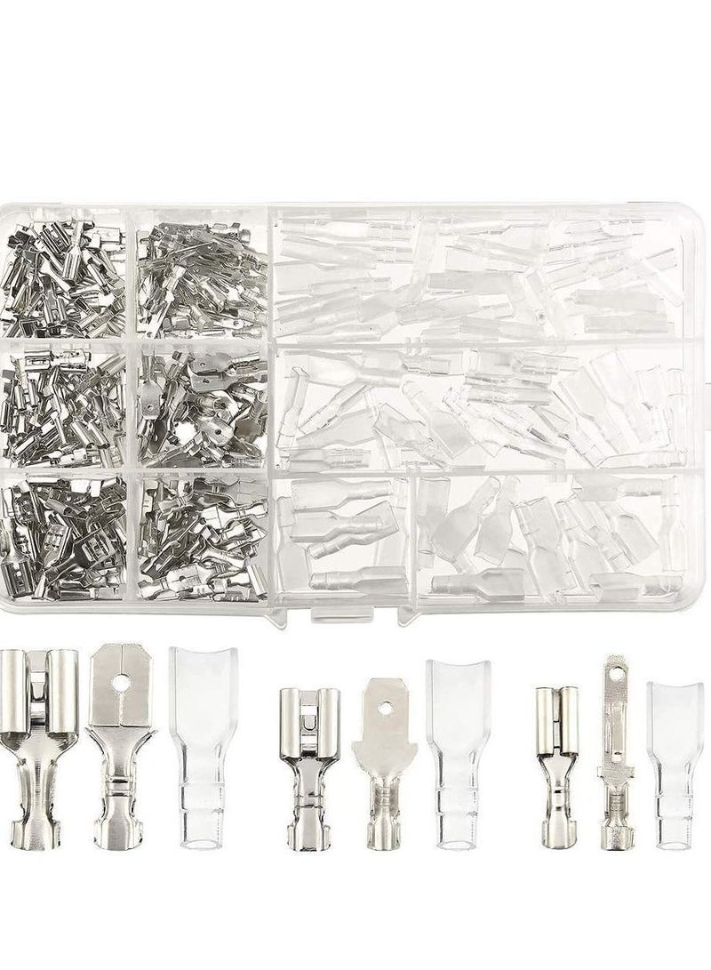 Y&D 270 Pieces Quick Connector Male Bus Spade Crimp Terminal Assortment Kit, 2.8/4.8/6.3mm Disconnect Kit for Electrical Wiring Car Audio Speakers  - Image 1