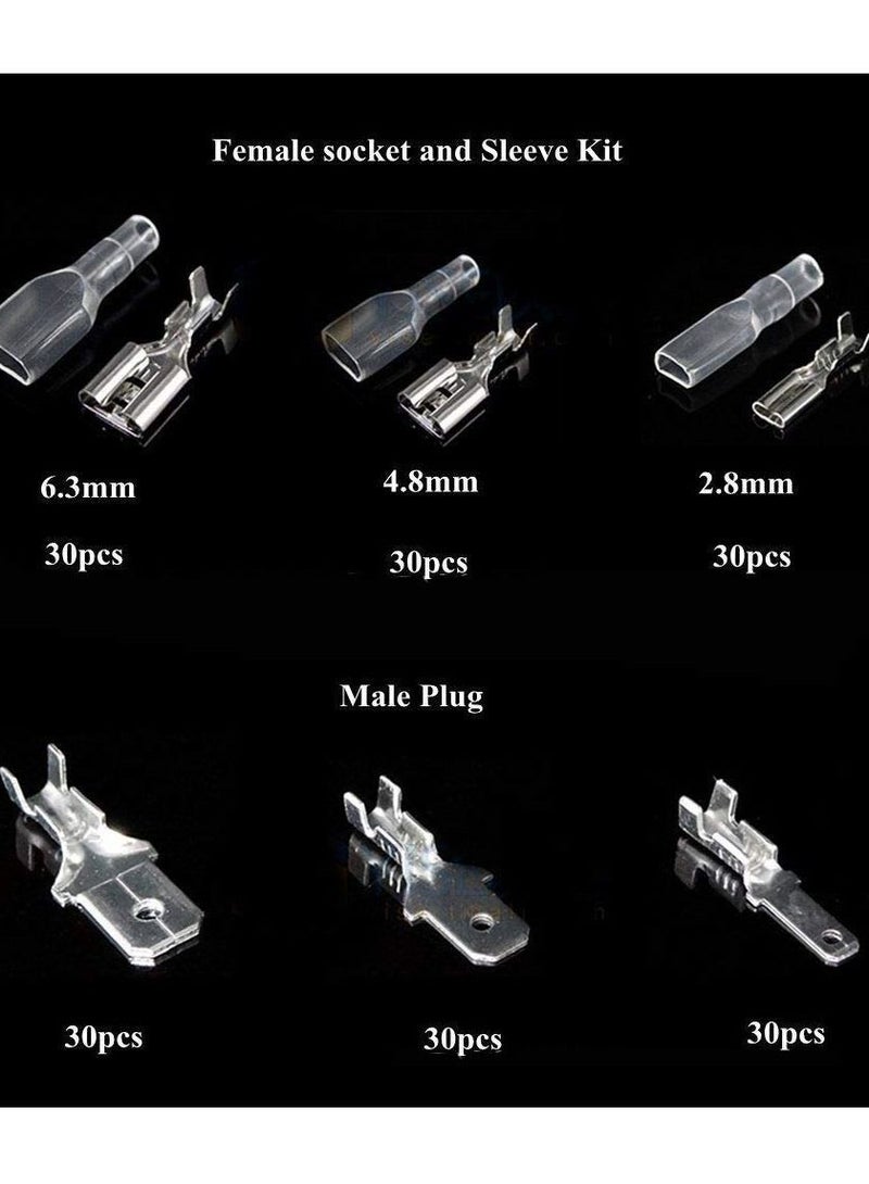 Y&D 270 Pieces Quick Connector Male Bus Spade Crimp Terminal Assortment Kit, 2.8/4.8/6.3mm Disconnect Kit for Electrical Wiring Car Audio Speakers  - Image 3