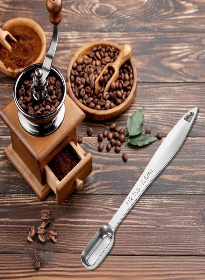 Styquenzer ملعقتان قياس بحجم نصف ملعقة صغيرة (2.5 مل | نصف ملعقة صغيرة | سدس ملعقة كبيرة | 2.5 سم مكعب | سدس أونصة) ملعقة قياس واحدة من الفولاذ المقاوم للصدأ، ملعقة قياس معدنية بمقبض طويل، ملعقة قياس مستطيلة - Image 5