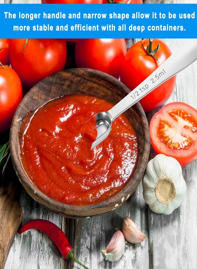 Styquenzer ملعقتان قياس بحجم نصف ملعقة صغيرة (2.5 مل | نصف ملعقة صغيرة | سدس ملعقة كبيرة | 2.5 سم مكعب | سدس أونصة) ملعقة قياس واحدة من الفولاذ المقاوم للصدأ، ملعقة قياس معدنية بمقبض طويل، ملعقة قياس مستطيلة - Image 4