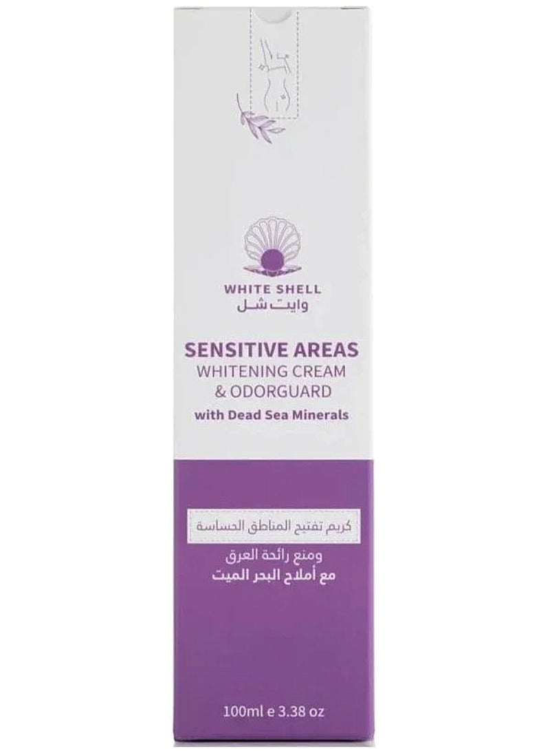 white shell Sensitive Areas Whitening Cream & Odorguard With Dead Sea Minerals 100ml - Image 1