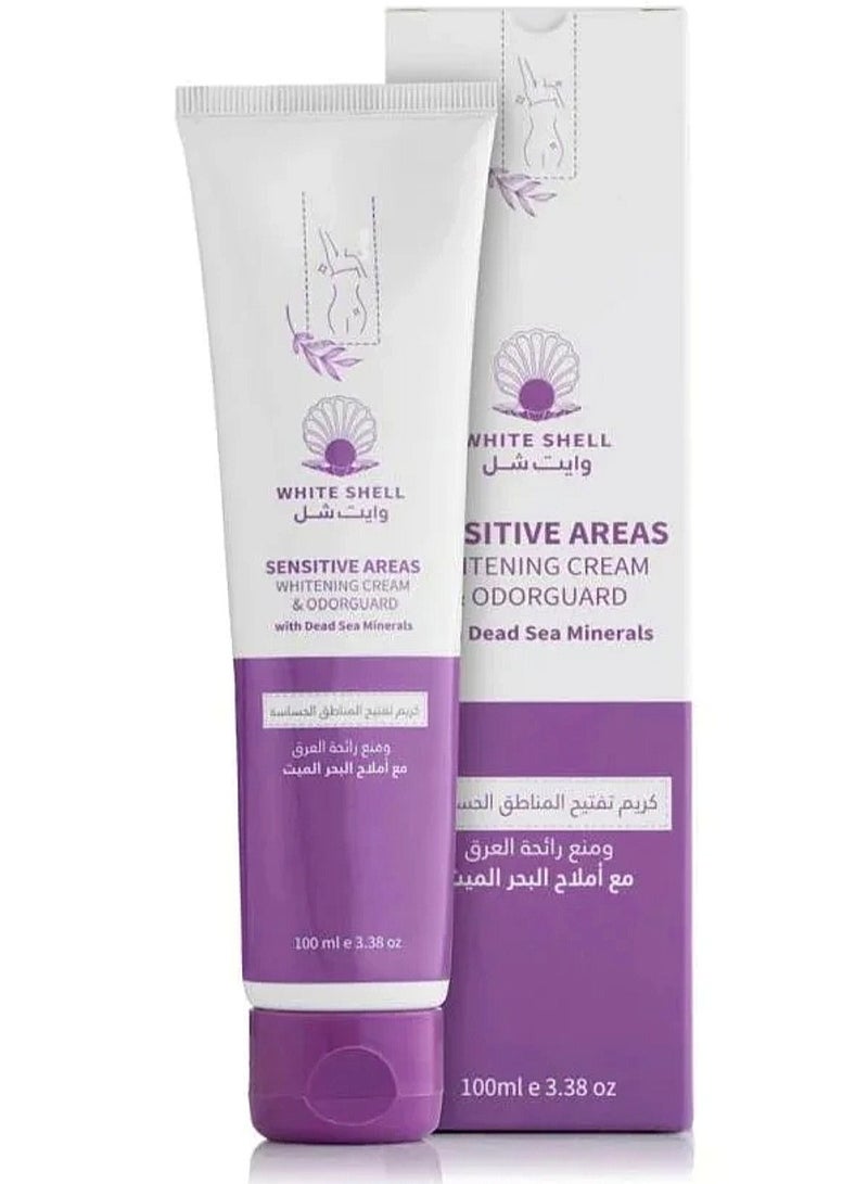 white shell Sensitive Areas Whitening Cream & Odorguard With Dead Sea Minerals 100ml - Image 2