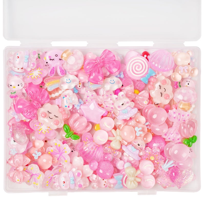 Damyda 70 Pcs Resin Charms Slime pink Charms Cute Embellishments Bulk Mixed Ornament Decorations Accessories - Image 4