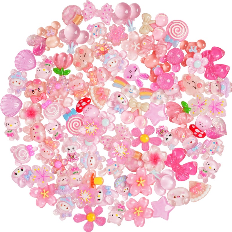 Damyda 70 Pcs Resin Charms Slime pink Charms Cute Embellishments Bulk Mixed Ornament Decorations Accessories - Image 5