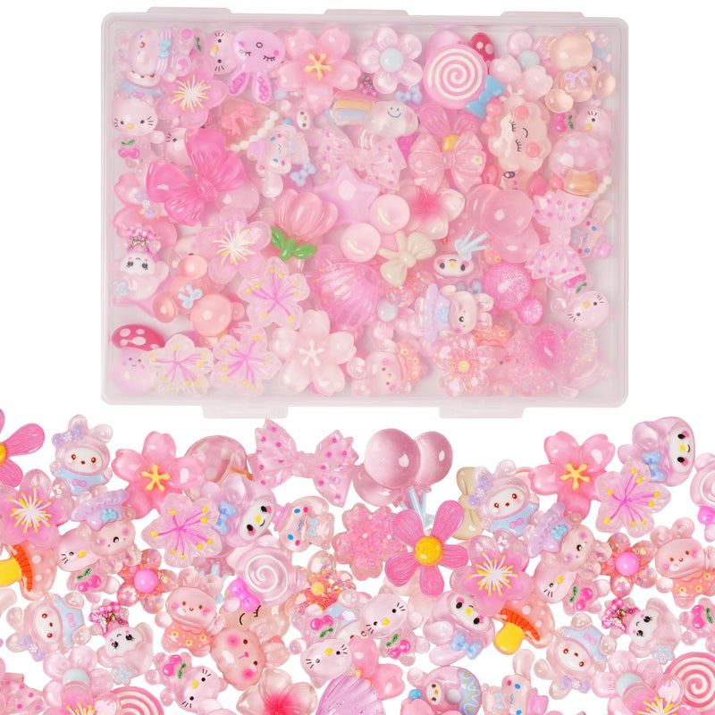 Damyda 70 Pcs Resin Charms Slime pink Charms Cute Embellishments Bulk Mixed Ornament Decorations Accessories - Image 2