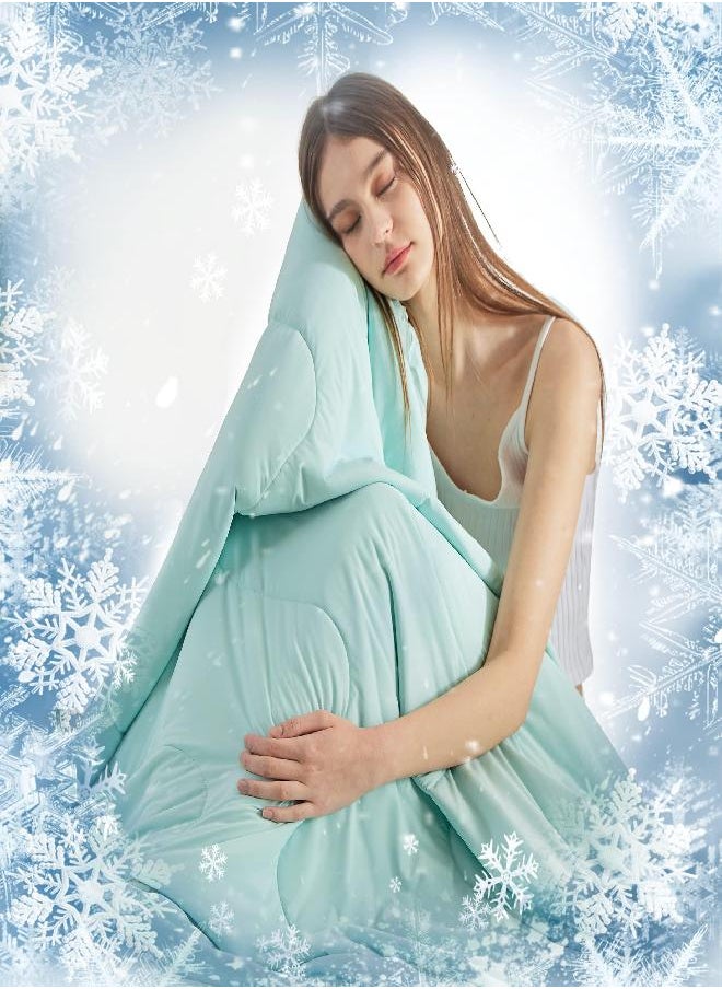 Bedsure Bedsure Cooling Comforter for Hot Sleepers - Air-Chill Cooling Throw Blanket Lightweight Cooling Comforter Blanket King Size for Summer, Blue, 104x90 Inches  - Image 1
