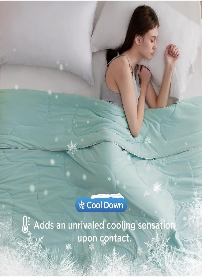 Bedsure Bedsure Cooling Comforter for Hot Sleepers - Air-Chill Cooling Throw Blanket Lightweight Cooling Comforter Blanket King Size for Summer, Blue, 104x90 Inches  - Image 2