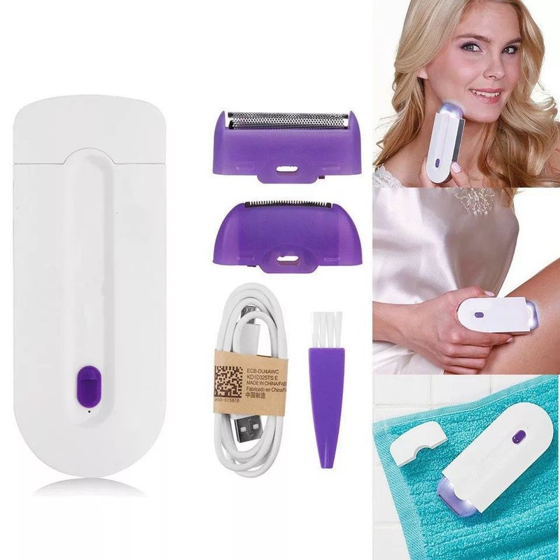 ماكينة إزالة الشعر الكهربائية للنساء، ضوء أزرق غير مؤلم، شحن USB - Image 5