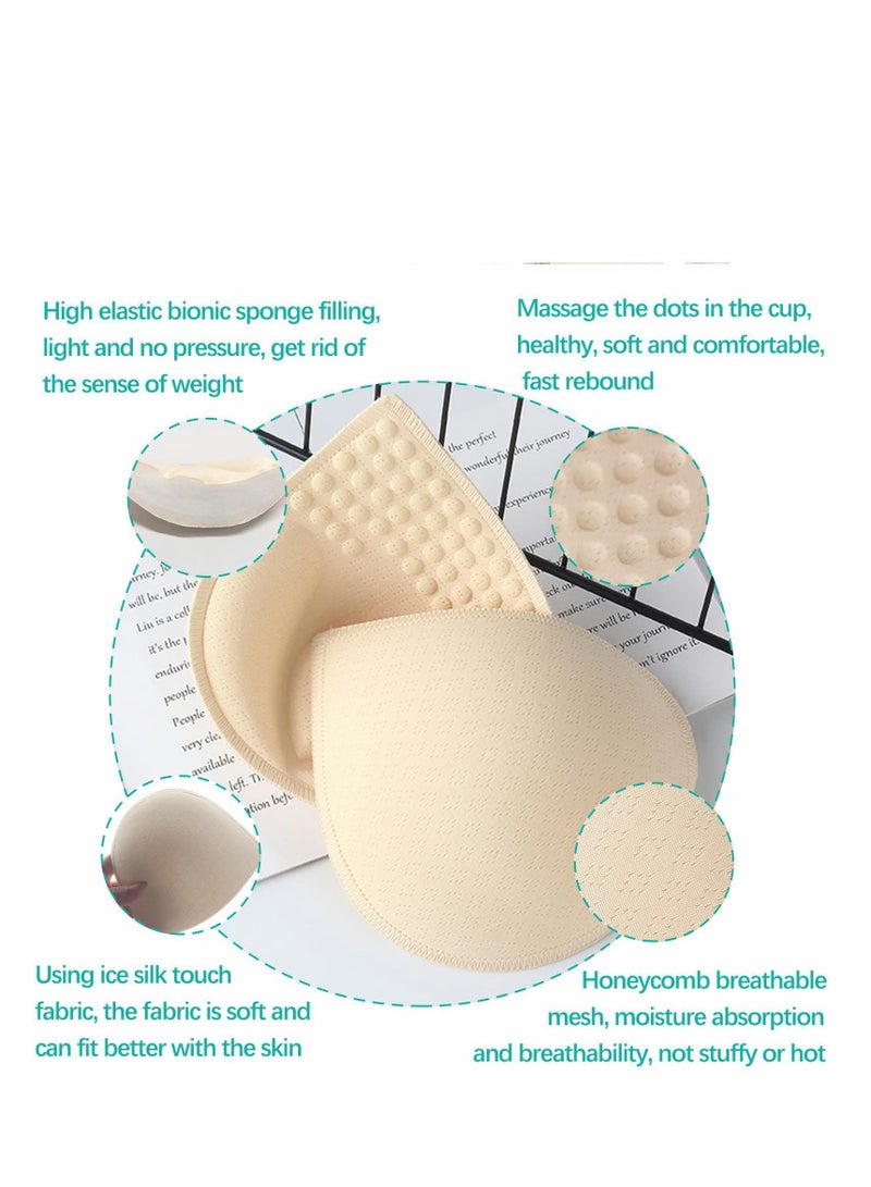 Y&D Bra Pads Inserts, Sewn Padded for Sports A/B/C/D Cup Beige, Latex Bras Inserts Removable Women's Cups or Swimsuit Insert  - Image 3