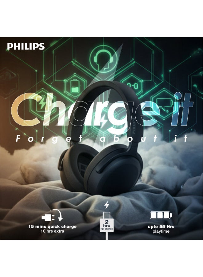 Philips TAH2300BK Wireless Over-Ear Headphones – Immersive Premium Sound, Plush Cushioned Earcups Black - Image 5