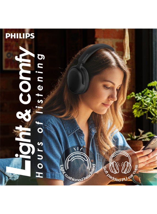 Philips TAH2300BK Wireless Over-Ear Headphones – Immersive Premium Sound, Plush Cushioned Earcups Black - Image 2