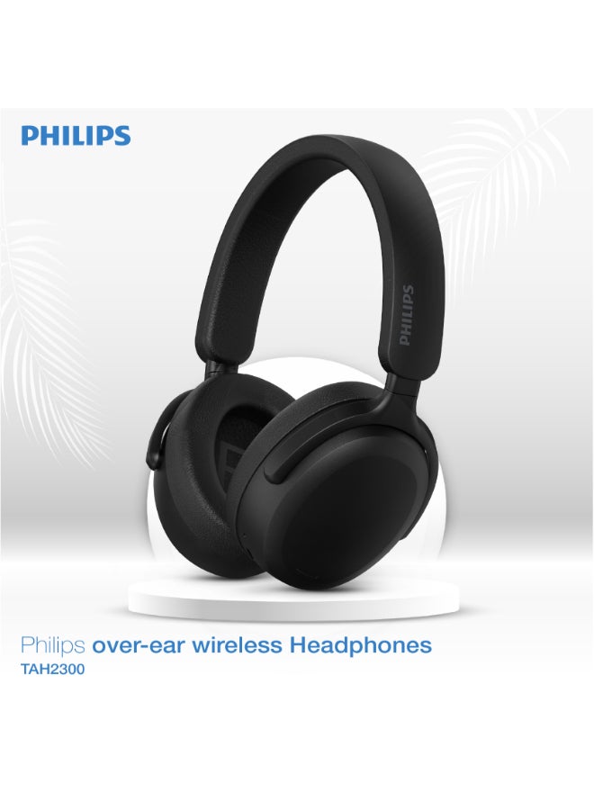 Philips TAH2300BK Wireless Over-Ear Headphones – Immersive Premium Sound, Plush Cushioned Earcups Black - Image 1