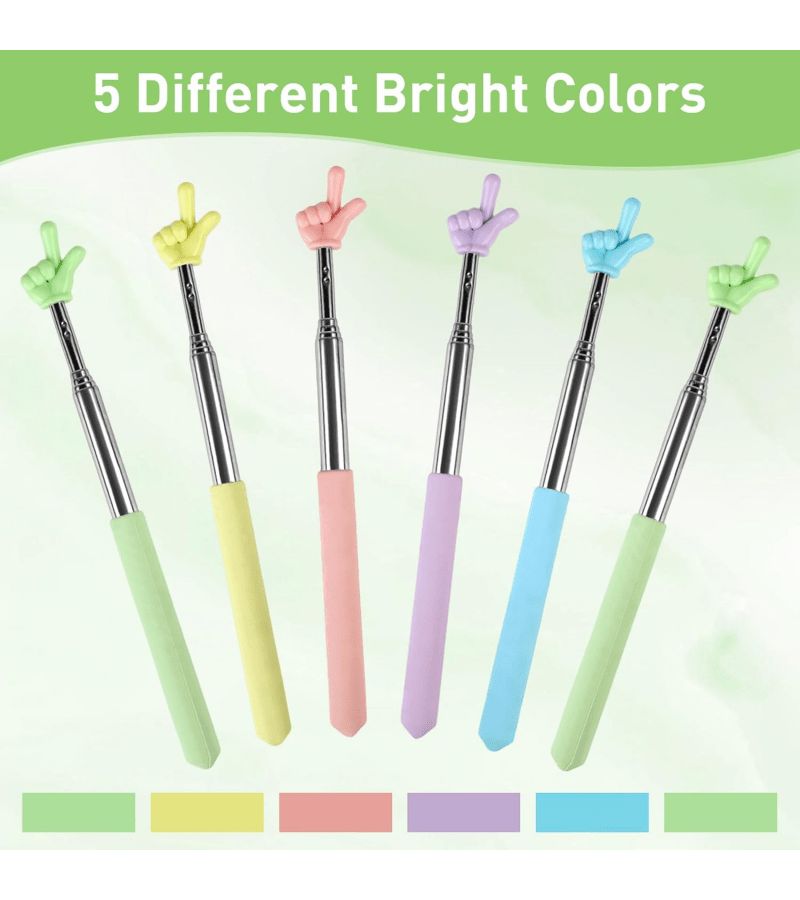 7pcs Scalable Colored Dual Finger Indicator Stick Extendable Teacher Demonstration Pointer for Whiteboard Classroom - Image 1