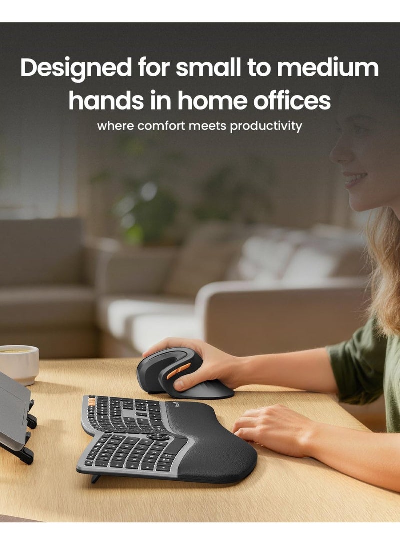 ProtoArc Ergonomic Mouse, EM11 NL Bluetooth Rechargeable Wireless Vertical Mouse, 3 Multi-Device Connectivity for Computer/PC/Laptop, 2.4GHz Optical Mice for Windows, Mac OS, Black - Image 3