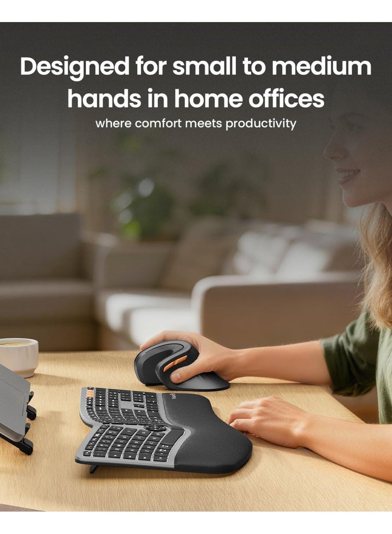 ProtoArc Ergonomic Mouse, EM11 NL Bluetooth Rechargeable Wireless Vertical Mouse, 3 Multi-Device Connectivity for Computer/PC/Laptop, 2.4GHz Optical Mice for Windows, Mac OS, Black - Image 3