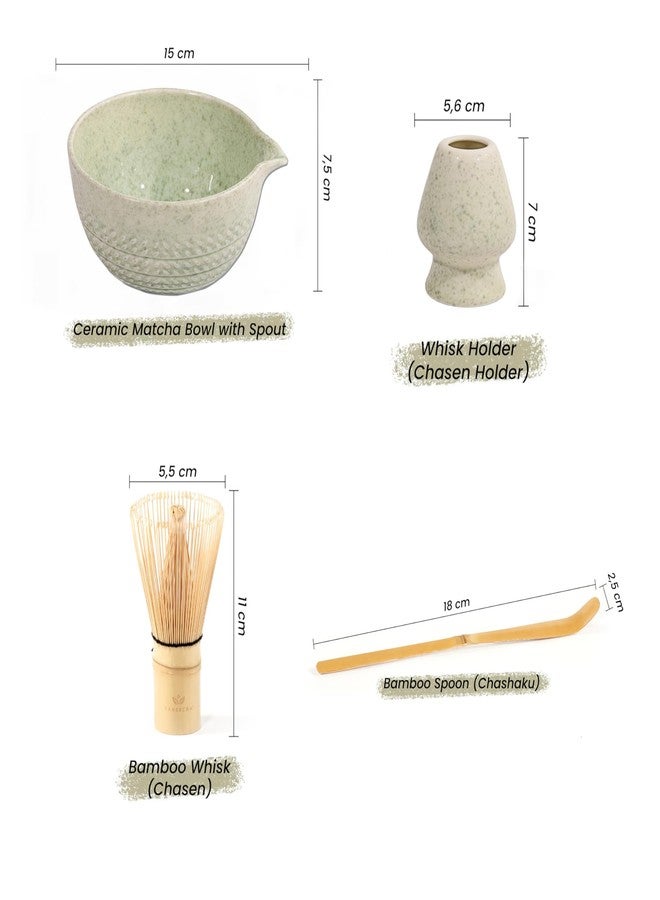 Yabercha Matcha Whisk Set - 15 OZ Matcha Bowl with Spout and Bamboo Matcha Scoop - Bamboo Whisk (Chasen) - Matcha Kit for Japanese Tea Ceremony - Image 2