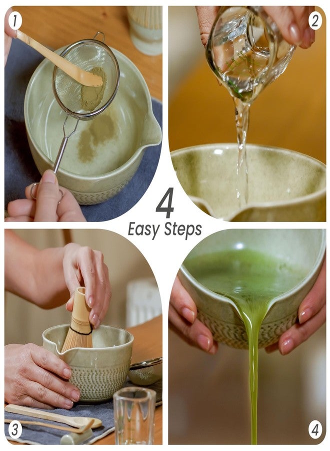 Yabercha Matcha Whisk Set - 15 OZ Matcha Bowl with Spout and Bamboo Matcha Scoop - Bamboo Whisk (Chasen) - Matcha Kit for Japanese Tea Ceremony - Image 4