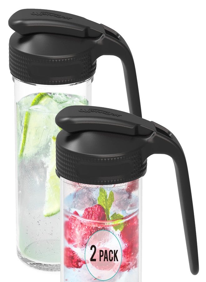 Masontops Multi Pour Top Mason Jar Lid with Handle - Wide Mouth Mason Jar Pour Spout Lid Pourer - Ball Mason Jar Pitcher Lid with Handle and Flip Cap - Image 1