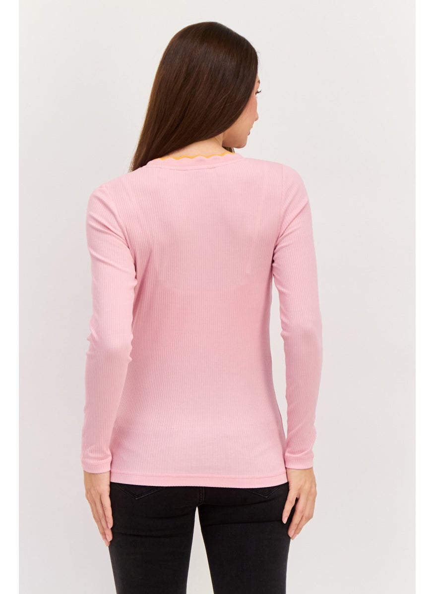 Women Ruffle Neck Textured Long Sleeves Top, Pink - pzsku/ZD276207475DAC8D5DADDZ/45/_/1739110589/006822f4-3773-48ed-b84f-34537a7d6a8c