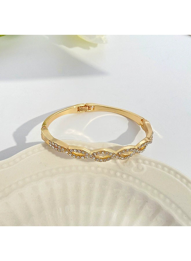 Goolsky Sparkling Rhinestones Stainless Steel Bangle - Elegant Hollow Prism Design, Perfect for Gifts & Vacations  - Image 2
