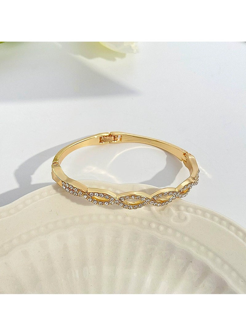 Goolsky Sparkling Rhinestones Stainless Steel Bangle - Elegant Hollow Prism Design, Perfect for Gifts & Vacations  - Image 4