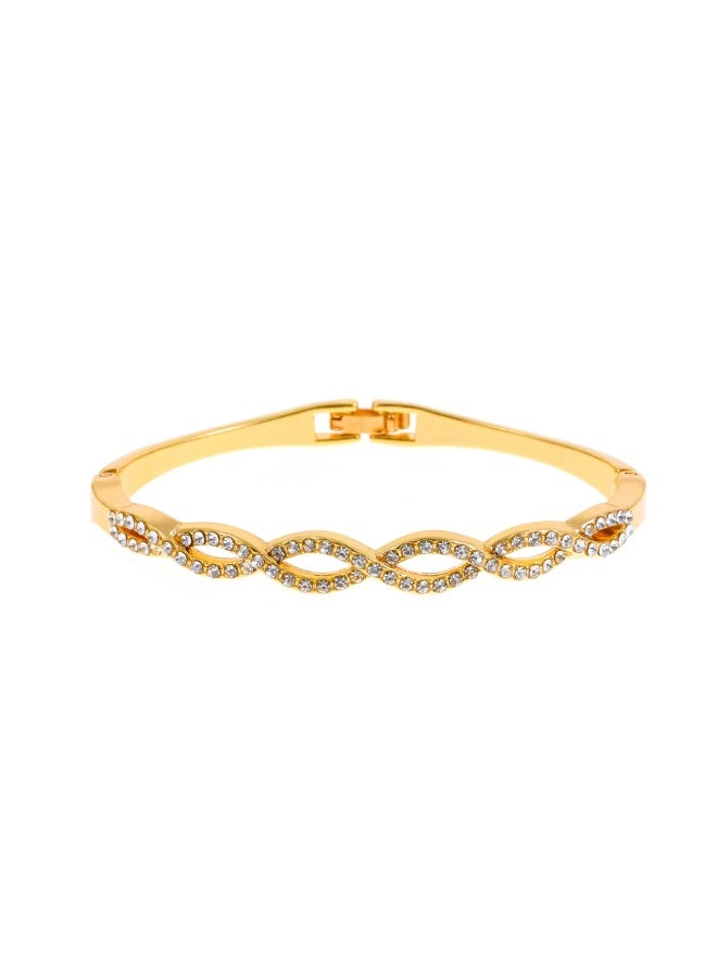 Goolsky Sparkling Rhinestones Stainless Steel Bangle - Elegant Hollow Prism Design, Perfect for Gifts & Vacations  - Image 5