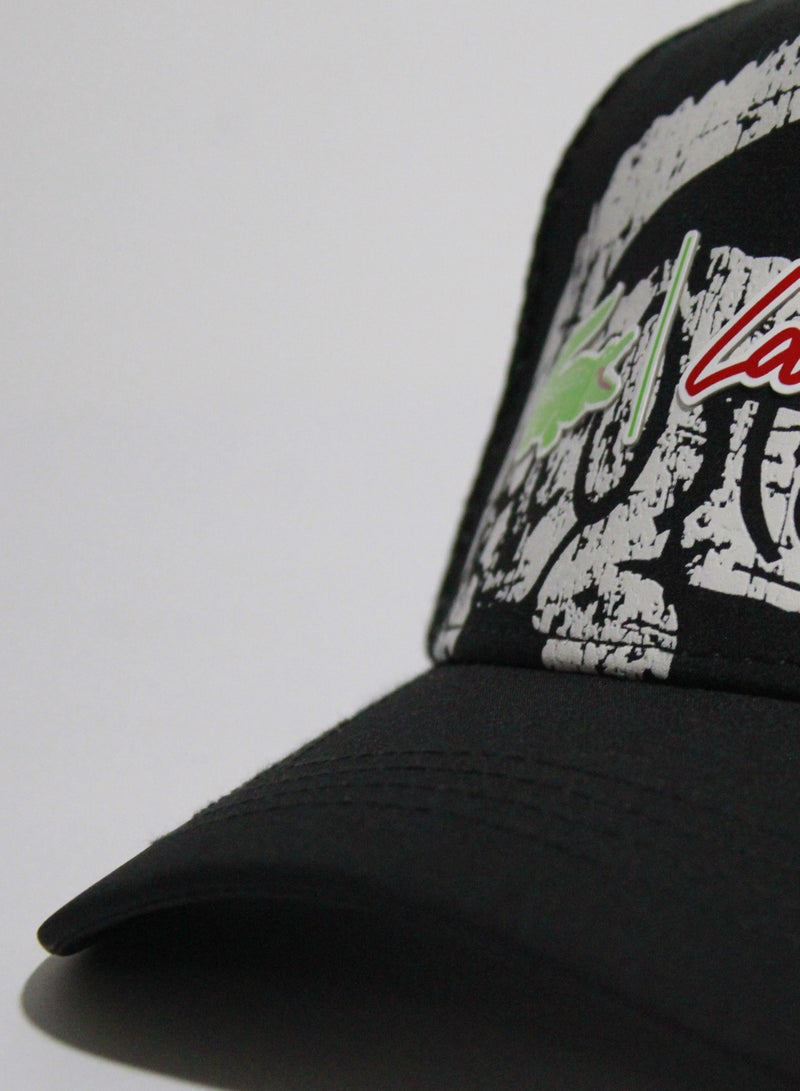 Lacoste Cap with Crocodile Logo Graphic - Black & White - Image 3