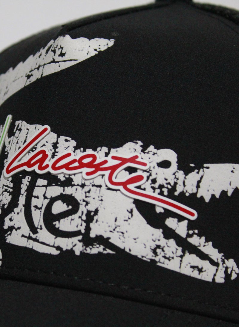 Lacoste Cap with Crocodile Logo Graphic - Black & White - Image 2